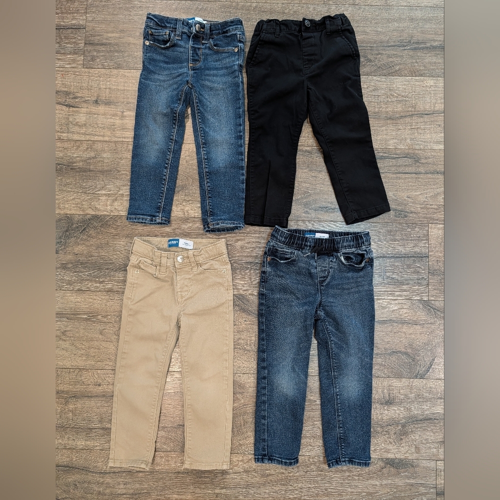 Old Navy 3T Jeans Bundle Pants Botoms Toddler Boy Skinny Black Chinos Blue